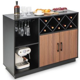 Industrial Sideboard Cabinet w/ Removable Wine & Glass Rack