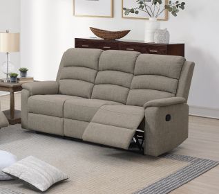 Modern Light Brown Burlap Fabric Recliner Motion Sofa, Plush
