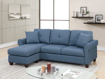 Blue Color Glossy Poly-fiber Tufted Cushion Sofa Sectional