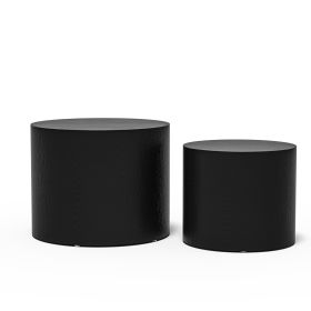 MDF w/ ash/oak/walnut coffee table/end stand set of 2, Black