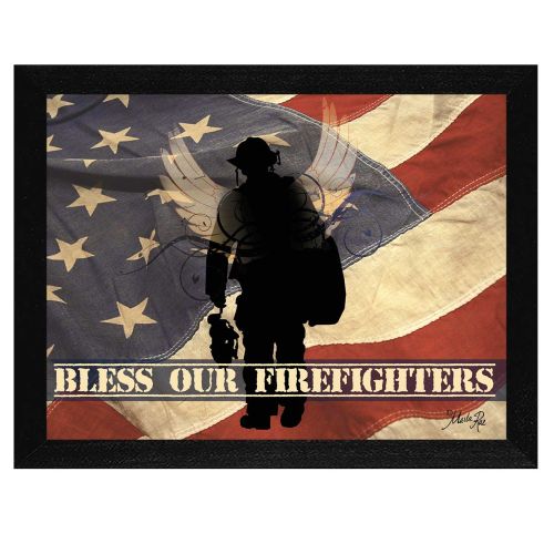 "Bless our Firefighters" By Marla Rae, Printed Art,, Black Frame