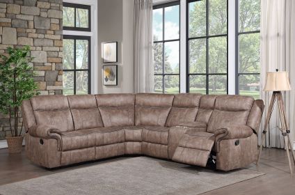 Dollum Two Tone Chocolate Nubuck Recliner Sectional Sofa