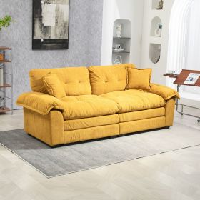 84" Chenille Recliner Sofa Small Loveseat Deep Seat, Yellow