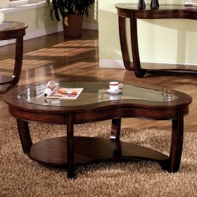 Dark Cherry Coffee Table Open Bottom Shelf Design Glass