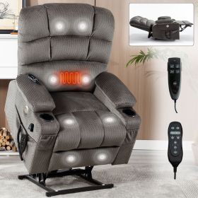 Grey Dual Motor Infinite Position Chenille Power Lift Recliner