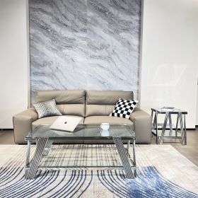 Stainless Steel Coffee Table Set, Double-Layer Tempered Glass