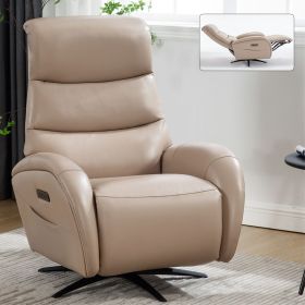 Khaki Leatheraire Dual Motor 270Â° Swivel Power Recliner