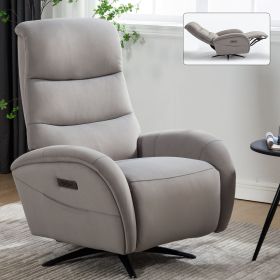 Grey Fabric Dual Motor 270Â° Swivel Power Recliner Chair