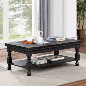 Rustic Style Antique Black 1pc COFFEE TABLE Plank Style