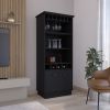 70"H Bar Cabinet w/ Wine Rack, Upper doors, Storage Shelves