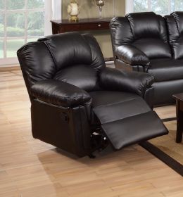 Motion Recliner Chair 1pc Glider Couch Black Bonded Leather