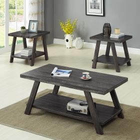 Athens Replicated Wood Shelf Coffee Set Table in Charcoal