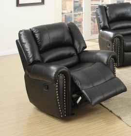 Modern 1pc Manual Motion Recliner Chair Black Cushion Seat