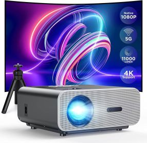 Projector with 5G WiFi and Bluetooth, VACASSO Native 1080P