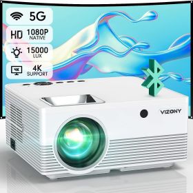VIZONY Projector with 5G WiFi and Bluetooth, 15000L 500ANSI