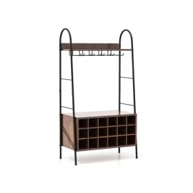 Detachable Wine Rack and 5 Rows of Stemware Holder