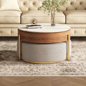 Modern Nesting Coffee Table Set, Sintered Stone Top, Lift 37"