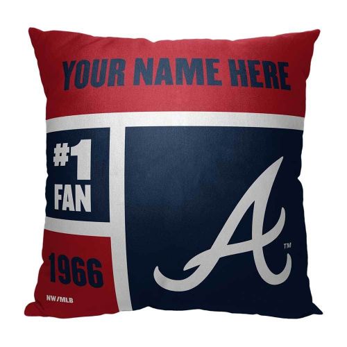 OFFICIAL MLB Colorblock Personalized Pillow - Atlanta Braves