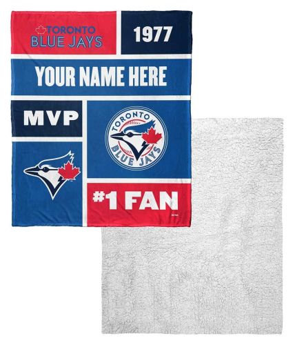 OFFICIAL MLB Colorblock Silk Sherpa Blanket - Blue Jays