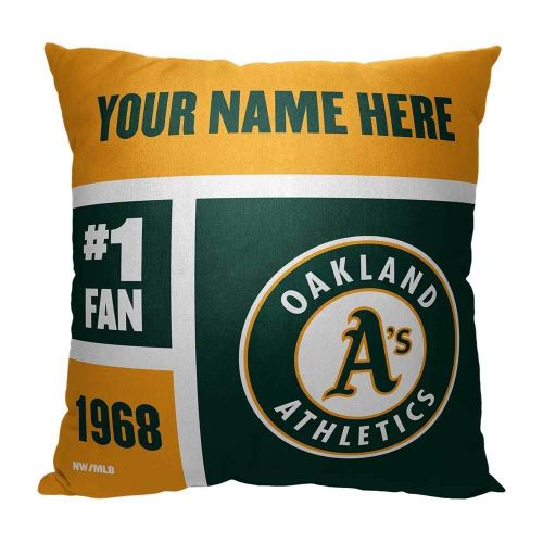 OFFICIAL MLB Colorblock Personalized Pillow - Oak Athletics