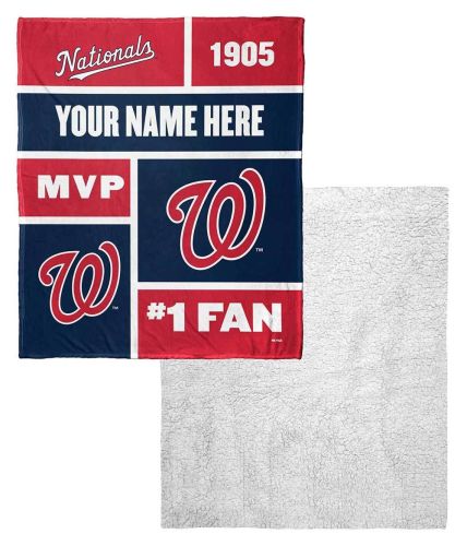 OFFICIAL MLB Colorblock Silk Sherpa Blanket - Nationals