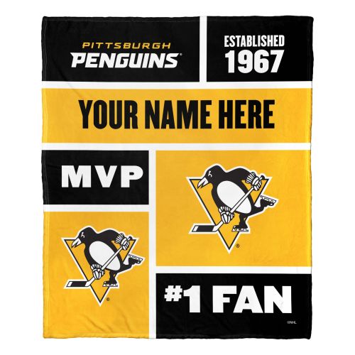Official NHL Colorblock Silk Touch Blanket - Penguins