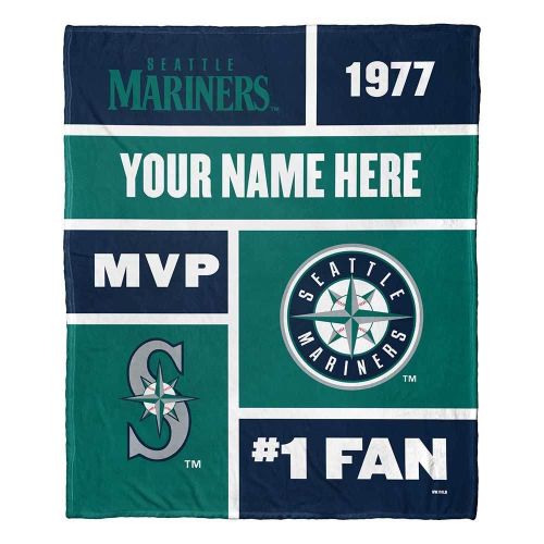OFFICIAL MLB Colorblock Silk Touch Blanket - Mariners