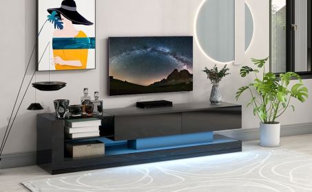 On-Trend TV Stand w/ 2 Media Storage Cabinets for 75 Inch