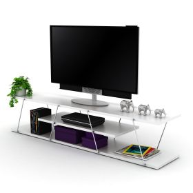 FurnisHome Store Tars TV Stand, Entertainment, White/Chrome