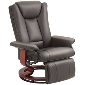 HOMCOM Manual Swivel Recliner Chair, PU Leather, Brown