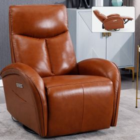 Yellow Brown Genuine Leather Swivel Rocker & Power Recliner