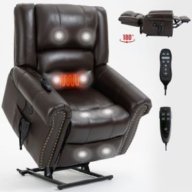 Power Lift Recliner Chair Heat Massage, Up to 350 LBS, Brown