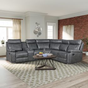 Home Theater Seating Manual Recliner with Cup Holder, Gray