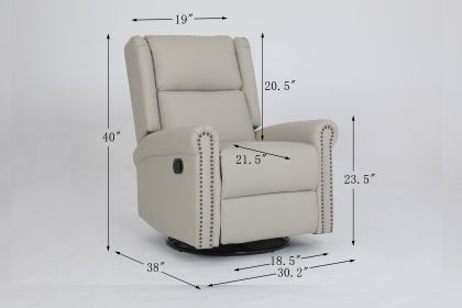 360 Degree Swivel Upholstered Manual Recliner, Biege
