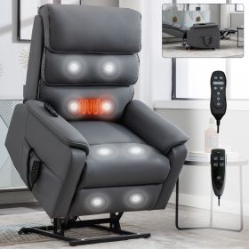 Grey Cat-proof Leather Dual Motor Power Lift Recliner Chair