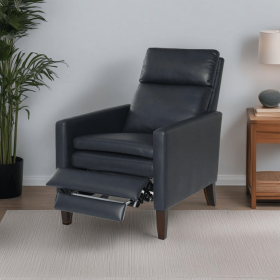 Vaughn Midnight Blue Faux Leather Push Back Recliner