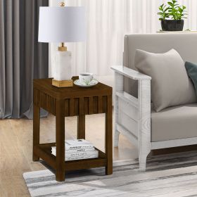25'' Rectangular Farmhouse End Table w/ Storage Shelf, Walnut