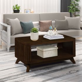 Rectangular Wood Coffee Table, 41.5-Inch w/ Solid Wood Legs