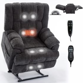 Dual Motor Heat Massage, Electric Power Lift Recliners, Grey