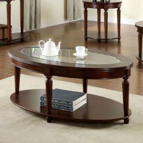 Transitional 1pc Coffee Table Dark Cherry Open Bottom Shelf