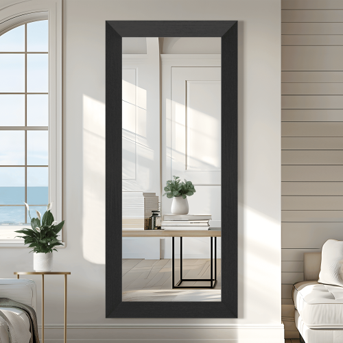 71"*31"Solid wood inner beveled edge, black full-length mirror