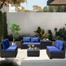 8-piece patio furniture set, rattan patio sofa, glass coffee table