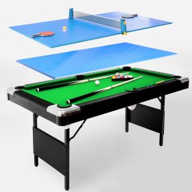 5.5FT 3 in 1 Billiard table, pool, card game, ping pong