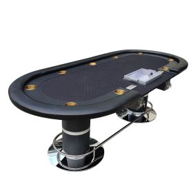 INO Design 96" Oval Dark Knight Black Felt Poker Table