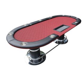 INO Design 96" Oval Red Surface Casino Game Poker Table
