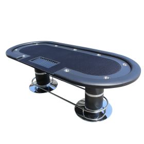 INO Design 96Inch Oval Black Wooden Racetrack Poker Table