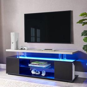 TV Stand for 65 Inch, Media Storage Console, Black + Gray