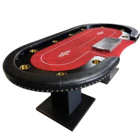 INO Design 96" Premium Oval Red Speed Cloth Poker Table
