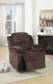Motion Recliner Chair 1pc Couch Chocolate Padded Suede