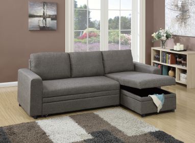 Convertible Sectional Sofa Ash Black Pull out Bed Couch